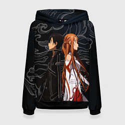 Толстовка-худи женская Кирито и Асуна - Sword Art Online, цвет: 3D-черный
