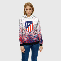 Толстовка-худи женская Atletico madrid logo брызги красок, цвет: 3D-черный — фото 2