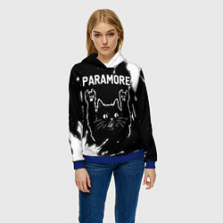 Толстовка-худи женская Группа Paramore и Рок Кот, цвет: 3D-синий — фото 2