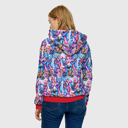 Женская толстовка POPPY PLAYTIME HAGGY WAGGY AND KISSY MISSY LOVE / 3D-Красный – фото 4