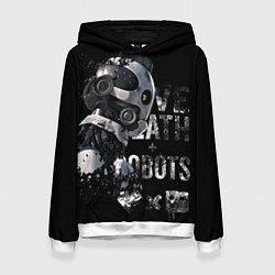 Толстовка-худи женская Робот с белой надписью, цвет: 3D-белый