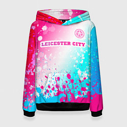 Толстовка-худи женская Leicester City Neon Gradient, цвет: 3D-черный