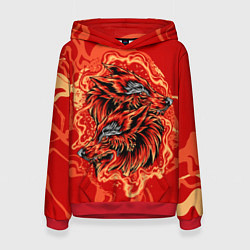 Толстовка-худи женская Огненные лисы, цвет: 3D-красный