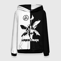 Толстовка-худи женская Linkin Park логотип черно-белый, цвет: 3D-черный