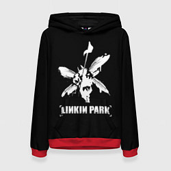 Толстовка-худи женская Linkin Park белый, цвет: 3D-красный