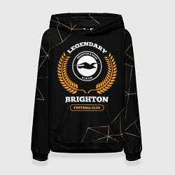 Толстовка-худи женская Лого Brighton и надпись Legendary Football Club на, цвет: 3D-черный