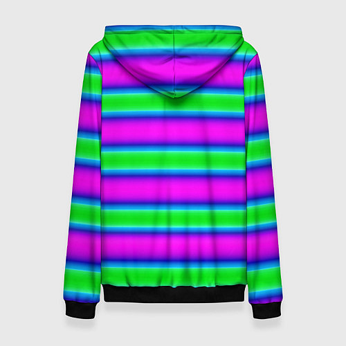Женская толстовка Зеленый и фиолетовые яркие неоновые полосы striped / 3D-Черный – фото 2