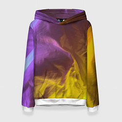 Толстовка-худи женская Неоновые фонари на шёлковой поверхности - Фиолетов, цвет: 3D-белый