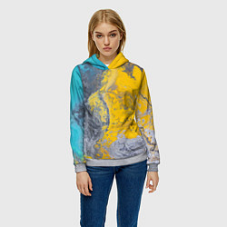 Толстовка-худи женская Извержение Красок, цвет: 3D-меланж — фото 2