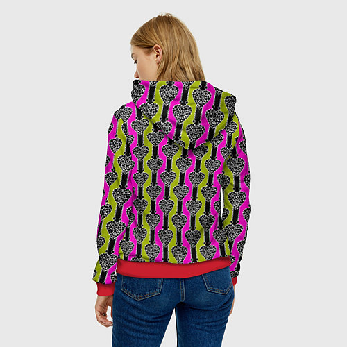 Женская толстовка Striped multicolored pattern Сердце / 3D-Красный – фото 4