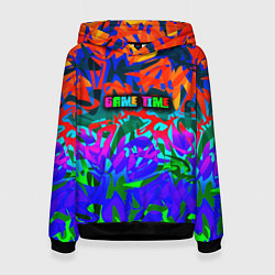Толстовка-худи женская Game time Абстрактный пятнистый узор, цвет: 3D-черный