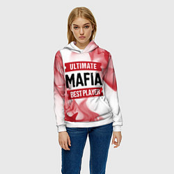 Толстовка-худи женская Mafia: красные таблички Best Player и Ultimate, цвет: 3D-белый — фото 2