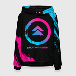 Толстовка-худи женская Ghost of Tsushima Neon Gradient, цвет: 3D-черный