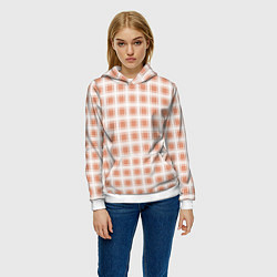 Толстовка-худи женская Light beige plaid fashionable checkered pattern, цвет: 3D-белый — фото 2