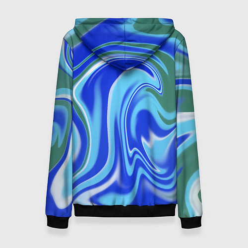 Женская толстовка Тай-дай с синим, зелёным и белым цветом / 3D-Черный – фото 2