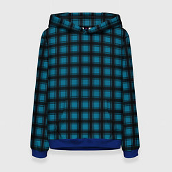 Толстовка-худи женская Black and blue plaid, цвет: 3D-синий