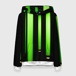 Толстовка-худи женская Абстрактные неоновые колбы с кислотой - Зелёный, цвет: 3D-белый