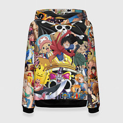 Толстовка-худи женская One Pieceгерои, цвет: 3D-черный