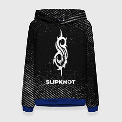 Толстовка-худи женская Slipknot с потертостями на темном фоне, цвет: 3D-синий