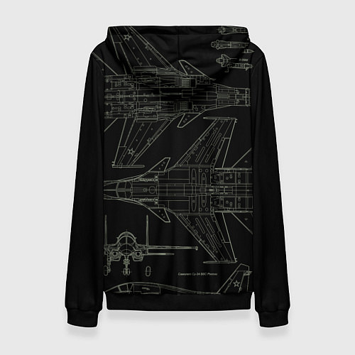 Женская толстовка Фронтовой истребитель-бомбардировщик Су-34 камуфля / 3D-Черный – фото 2