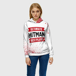 Толстовка-худи женская Hitman: красные таблички Best Player и Ultimate, цвет: 3D-белый — фото 2