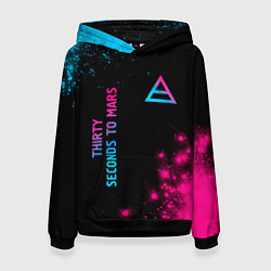 Толстовка-худи женская Thirty Seconds to Mars Neon Gradient, цвет: 3D-черный