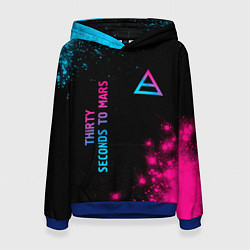 Толстовка-худи женская Thirty Seconds to Mars Neon Gradient, цвет: 3D-синий