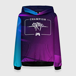 Толстовка-худи женская Stray Gaming Champion: рамка с лого и джойстиком н, цвет: 3D-черный