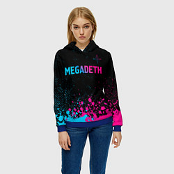 Толстовка-худи женская Megadeth - neon gradient, цвет: 3D-синий — фото 2