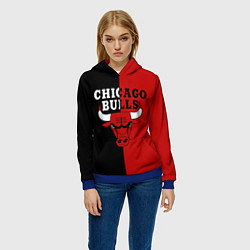 Толстовка-худи женская Чикаго Буллз black & red, цвет: 3D-синий — фото 2