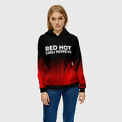 Толстовка-худи женская Red Hot Chili Peppers red plasma, цвет: 3D-черный — фото 2