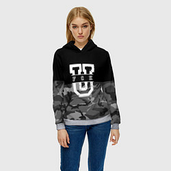 Толстовка-худи женская FCK gray military, цвет: 3D-меланж — фото 2