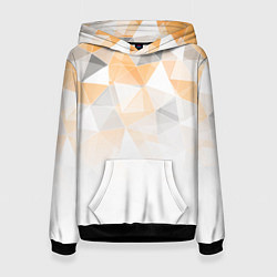 Толстовка-худи женская Однотонный белый и желто-серый геометрический, цвет: 3D-черный