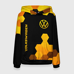 Женская толстовка Volkswagen - gold gradient: символ и надпись верти