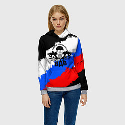 Толстовка-худи женская ВДВ - герб и триколор, цвет: 3D-меланж — фото 2