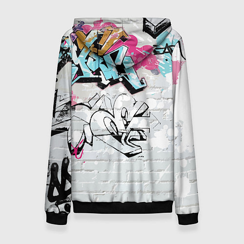 Женская толстовка Барт Симпсон на фоне стены с граффити / 3D-Черный – фото 2