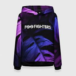Толстовка-худи женская Foo Fighters neon monstera, цвет: 3D-черный