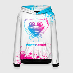 Толстовка-худи женская Poppy Playtime neon gradient style, цвет: 3D-черный