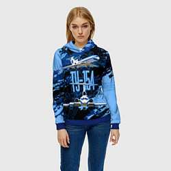 Толстовка-худи женская Ту-154 Пассажирский авиалайнер, цвет: 3D-синий — фото 2