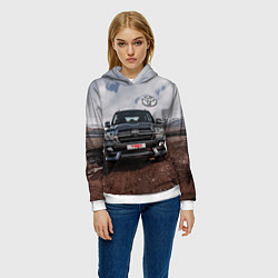 Толстовка-худи женская Toyota Land Cruiser in the mountains, цвет: 3D-белый — фото 2