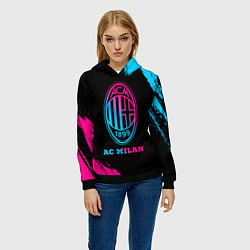 Толстовка-худи женская AC Milan - neon gradient, цвет: 3D-черный — фото 2