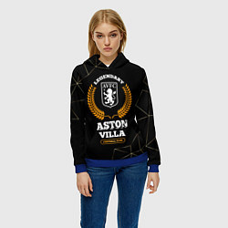 Толстовка-худи женская Лого Aston Villa и надпись legendary football club, цвет: 3D-синий — фото 2