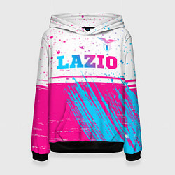 Толстовка-худи женская Lazio neon gradient style: символ сверху, цвет: 3D-черный