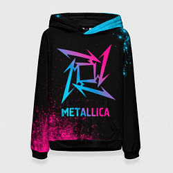 Толстовка-худи женская Metallica - neon gradient, цвет: 3D-черный