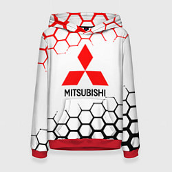 Толстовка-худи женская Mitsubishi - логотип, цвет: 3D-красный