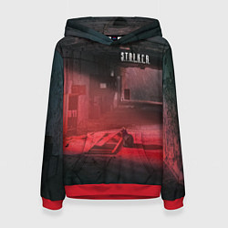Толстовка-худи женская STALKER Кот Смотрит В Окно Во Время Выброса, цвет: 3D-красный