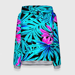 Толстовка-худи женская Palm branches, цвет: 3D-меланж