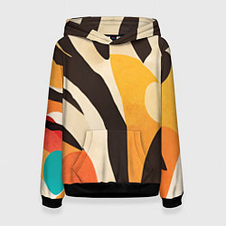 Толстовка-худи женская Сафари узоры, цвет: 3D-черный