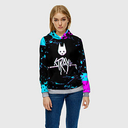 Толстовка-худи женская Stray - краска - neon, цвет: 3D-меланж — фото 2