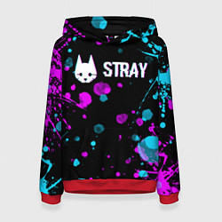 Толстовка-худи женская Stray - кляксы - неон, цвет: 3D-красный